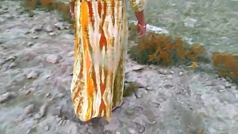 Indian Housewife And Husband Captured On Camera Outdoors