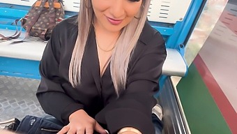 Petite Latina Enjoys Outdoor Cowgirl Riding On Cable Car With Stepbrother'S Friend