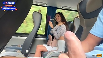 Katty West'S Public Bus Cock Jerking Scene Ends Up In A Frenzy